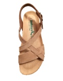 Italian leather crossed sandals with wedge, by Bionatura