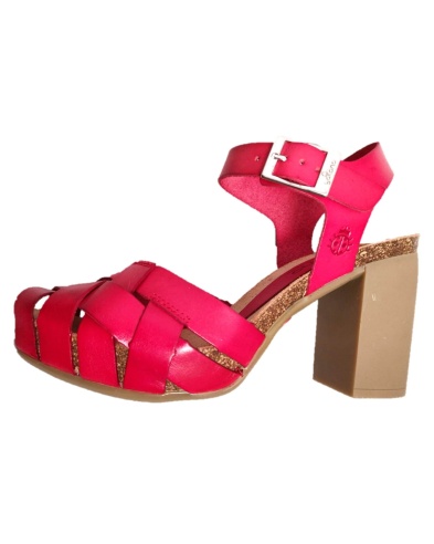 Red sandals with rubber high heel