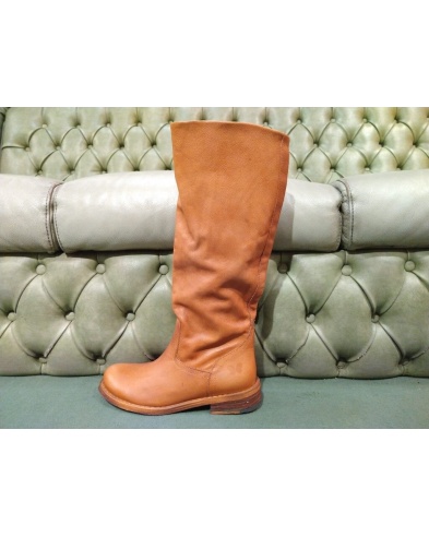 Tan leather boots for women, Felmini