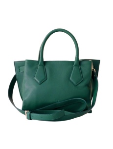 Emerald green leather handbag, made in Italy