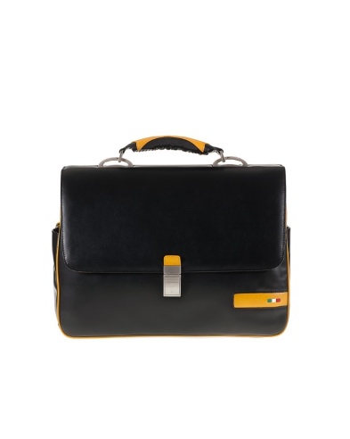 Business bag, in genuine leather, for laptop