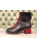 Black ankle boots with red heel, made in Italy