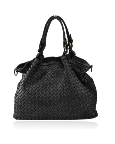 Borsa intrecciata cuoio, a spalla