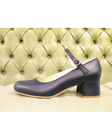 Dark blue shoes for women, with heel