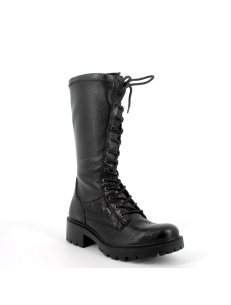 Italian combat boot in black leather