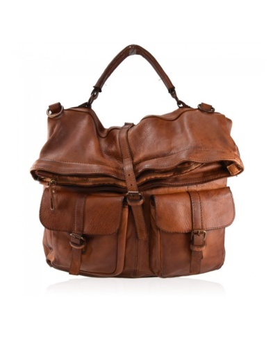 Leather bag convertible into a backpack