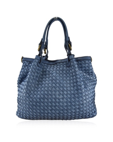 Woven leather bag Italy, tan leather