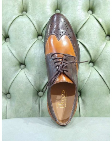 Italian Derby Shoes for Men Hand Painted Wingtips
