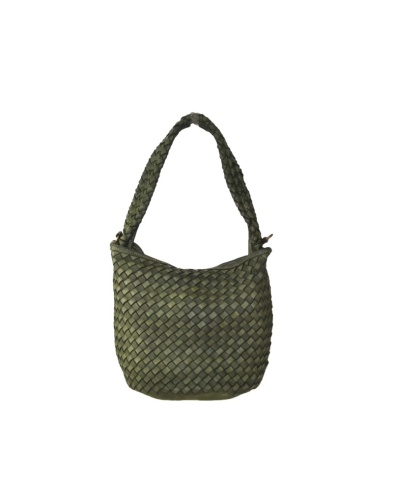 Borsa a secchiello in pelle intrecciata