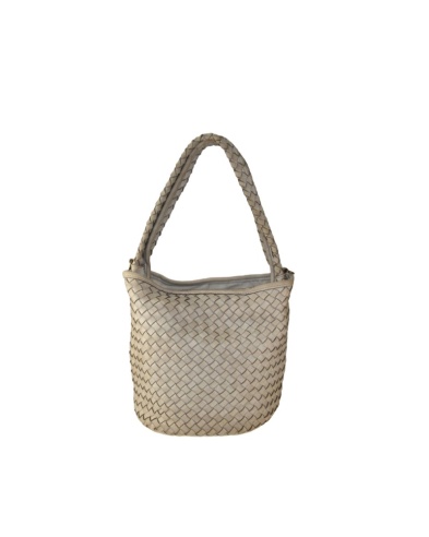 Borsa a secchiello in pelle intrecciata