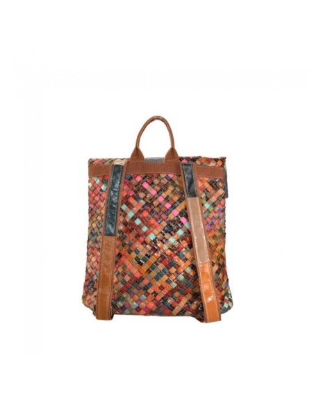Italian Leather Backpack Woven Patchwork Shop Online in Florence