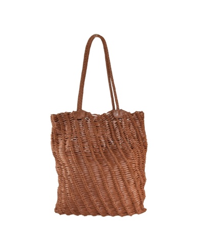 Shopping bag in pelle intrecciata, made in Italy