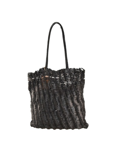 Shopping bag in pelle intrecciata, made in Italy