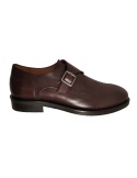 Brown buckle monk shoes, made in Italy
